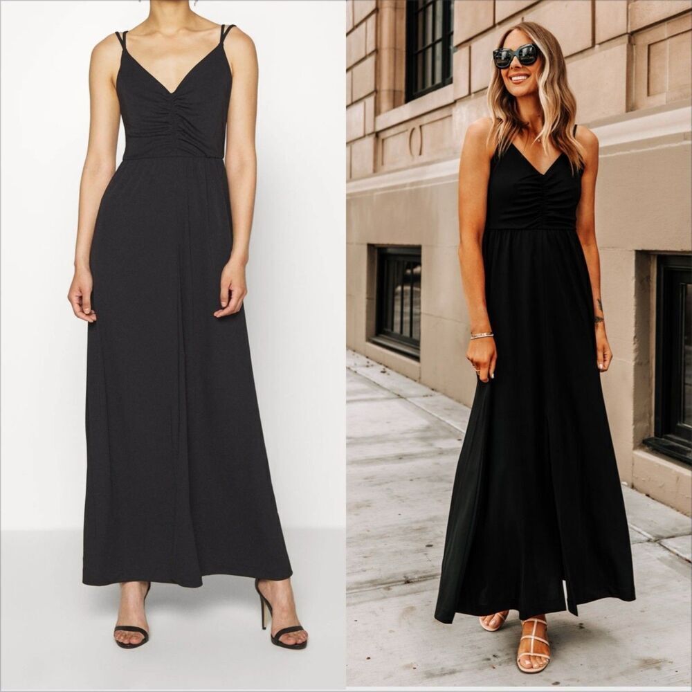 Banana Republic Sleeveless Strappy Knit Jersey Maxi Dress Size Small NWT Black